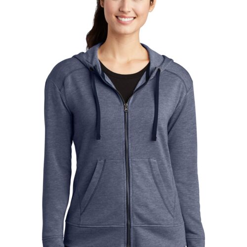 Ladies PosiCharge ® Tri Blend Wicking Fleece Full Zip Hooded Jacket Thumbnail