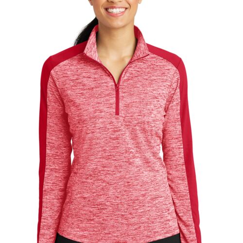 Women's PosiCharge® Electric Heather Colorblock 1/4 Zip Pullover (NAME OPTION) Thumbnail