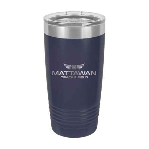 Polar Camel 20 oz. Navy Blue Vacuum Insulated Ringneck Tumbler with Clear Lid (Mattawan Track) Thumbnail