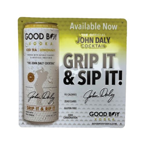 Good Boy Vodka x John Daly Square Tin Tacker Sign Thumbnail