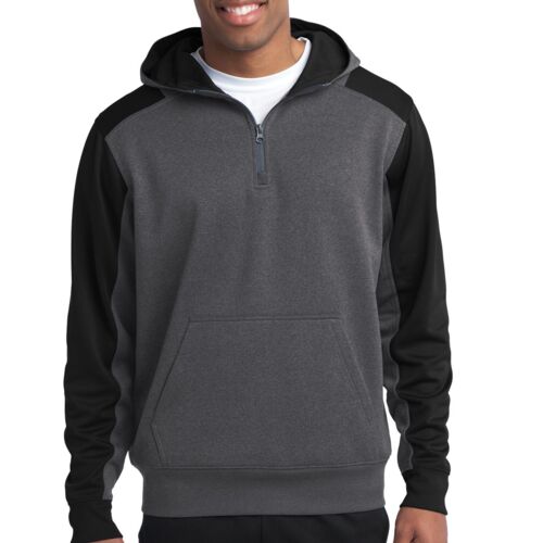 Sport-Tek® Tech Fleece Colorblock 1/4-Zip Hooded Sweatshirt Thumbnail