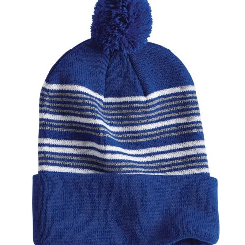 12" Striped Pom-Pom Cuffed Beanie (DCDS Arts) Thumbnail